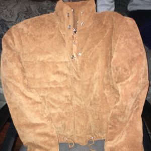 Camel corduroy puff jacket